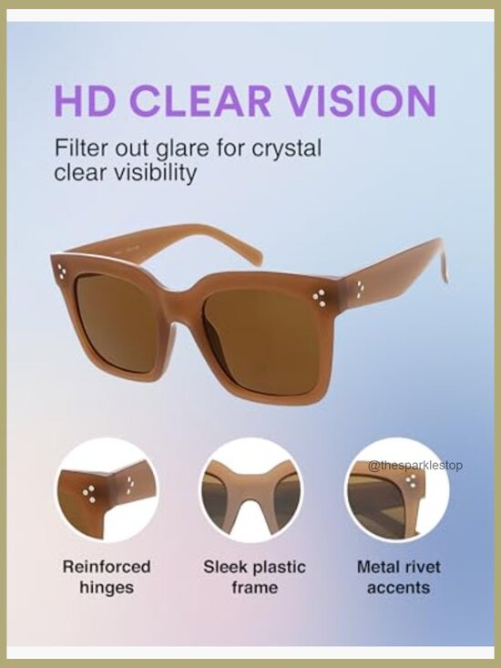 Oversized Fashion Retro Square Sunglasses with UV400 Protection 50mm